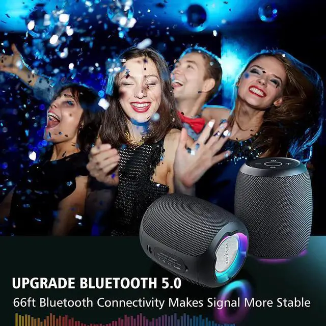 Alt view image 5 of 6 - Bluetooth Speaker, Outdoor Portable Bluetooth Speaker with Lights Rich Stereo Bass, IP67 Waterproof Outdoor Speaker, Wireless Speaker, 24H Playtime,Dual Pairing, Beach,Travel, Hiking