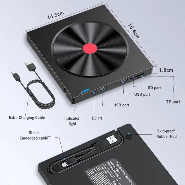 Alt view image 5 of 7 - External CD/DVD Drive for Laptop, 6 IN 1 USB 3.0 Ultra-Slim DVD player for laptop, CD ROM Burner Writer External Disk Optical Drive Compatible with Laptop Desktop PC M-a-c-Book Windows Linux MacOS