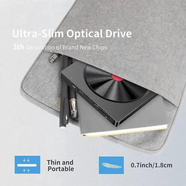 Alt view image 7 of 7 - External CD/DVD Drive for Laptop, 6 IN 1 USB 3.0 Ultra-Slim DVD player for laptop, CD ROM Burner Writer External Disk Optical Drive Compatible with Laptop Desktop PC M-a-c-Book Windows Linux MacOS
