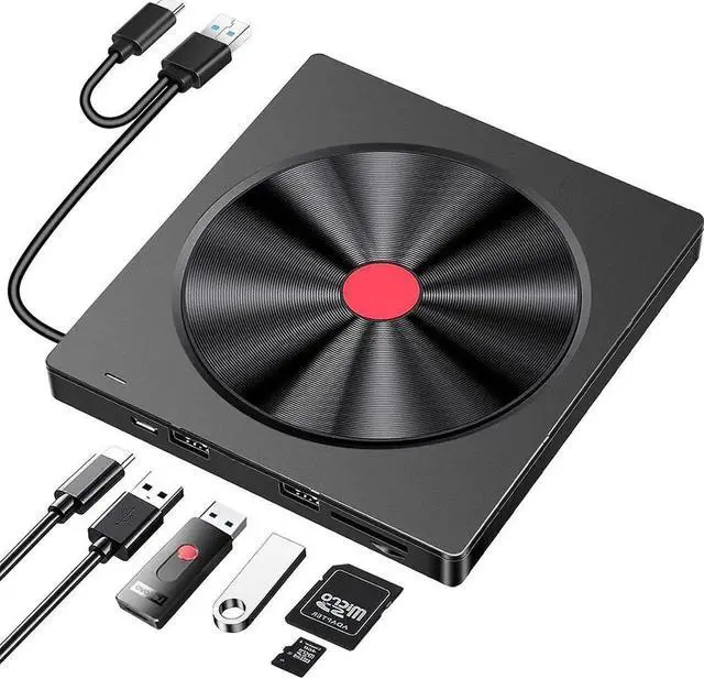 Main image of External CD/DVD Drive for Laptop, 6 IN 1 USB 3.0 Ultra-Slim DVD player for laptop, CD ROM Burner Writer External Disk Optical Drive Compatible with Laptop Desktop PC M-a-c-Book Windows Linux MacOS