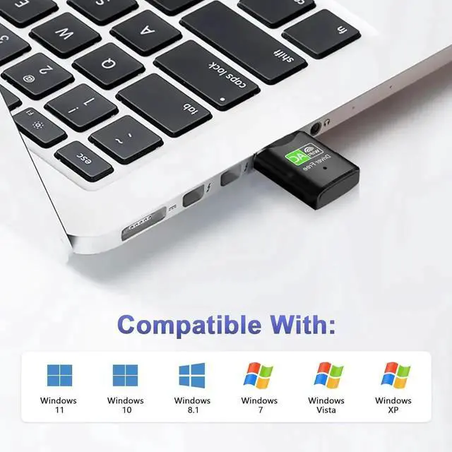 Alt view image 2 of 7 - WISDUM  650Mbps USB WiFi Adapter, 2.4Ghz & 5Ghz Dual-Band Wi-Fi Adapter, AC650 Wireless Adapter Network Card Compatible with Windows Vista/Xp/Win7/8.1/10/11