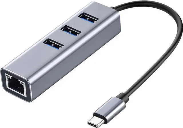 Main image of WISDUM USB C to Ethernet Adapter with 3 Port USB 3.0, Type C Hub with RJ45 10/100/1000 Gigabit Ethernet 4- in-1 USB C Hub Compatible for Mac-Book Pro 2021/2020/2019/2018/2017,Air, D-e-l-l XPS and More