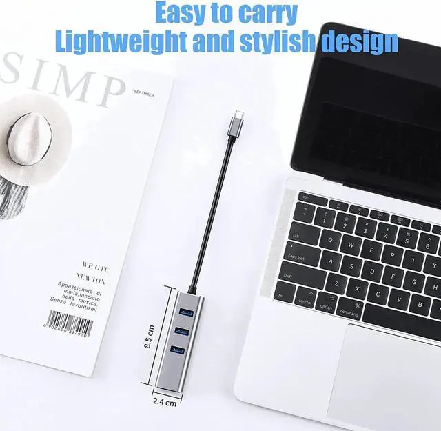 Alt view image 5 of 7 - WISDUM USB C to Ethernet Adapter with 3 Port USB 3.0, Type C Hub with RJ45 10/100/1000 Gigabit Ethernet 4- in-1 USB C Hub Compatible for Mac-Book Pro 2021/2020/2019/2018/2017,Air, D-e-l-l XPS and More