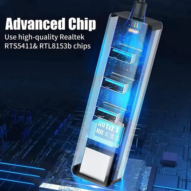 Alt view image 4 of 7 - WISDUM USB C to Ethernet Adapter with 3 Port USB 3.0, Type C Hub with RJ45 10/100/1000 Gigabit Ethernet 4- in-1 USB C Hub Compatible for Mac-Book Pro 2021/2020/2019/2018/2017,Air, D-e-l-l XPS and More