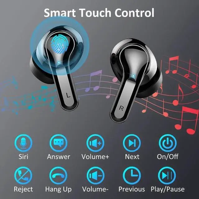 Alt view image 6 of 7 - Wireless Earbuds, Bluetooth 5.3 Earphones in Ear Wireless Headphones with ENC Mic, Wireless Headset Noise Cancelling Ear buds IP7 Waterproof Bluetooth Earphones 40H Deep Bass/USB-C/LED Display