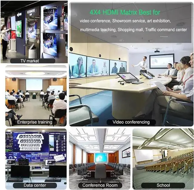 Alt view image 6 of 7 - 4K HDMI Splitter, 4 in 4 Out HDMI Matrix Switch, HDMI 2.0 Support 3840x2160@60Hz with Audio Switch, IR Remote+ Button Press + RS232 Control, Support EDID Audio Extractor, 3D, HDR, 18 GBPS, HDCP 2.2