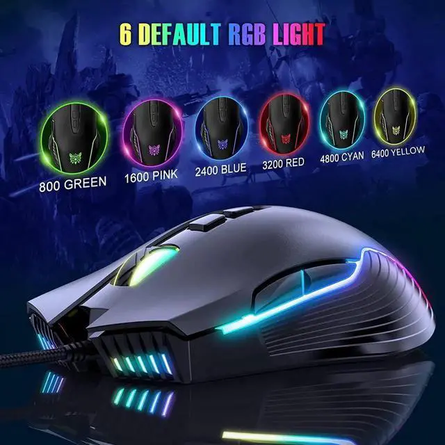 Alt view image 3 of 7 - New Version USB Gaming Mouse Wired, LED RGB Backlit 6400 DPI Adjustable Gaming Mouse, Grip Ergonomic Optical PC Computer Gaming Mice, 7 Buttons Gaming Mice for Windows 7/8/10/XP Vista Linux(Black)