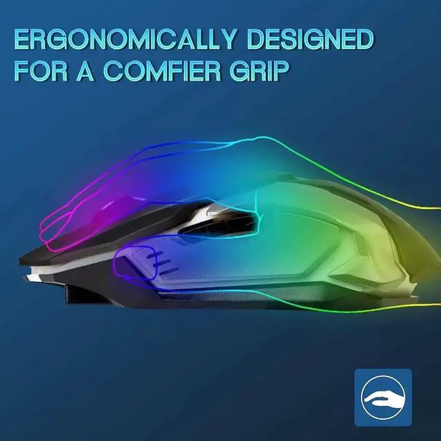 Alt view image 6 of 7 - WISDUM 2.4G RF Wireless Gaming Mouse, Silent Click Wireless Rechargeable Mouse with Colorful LED Lights and 3 Level DPI 400mah Lithium Battery for Laptop and Computer (Black)