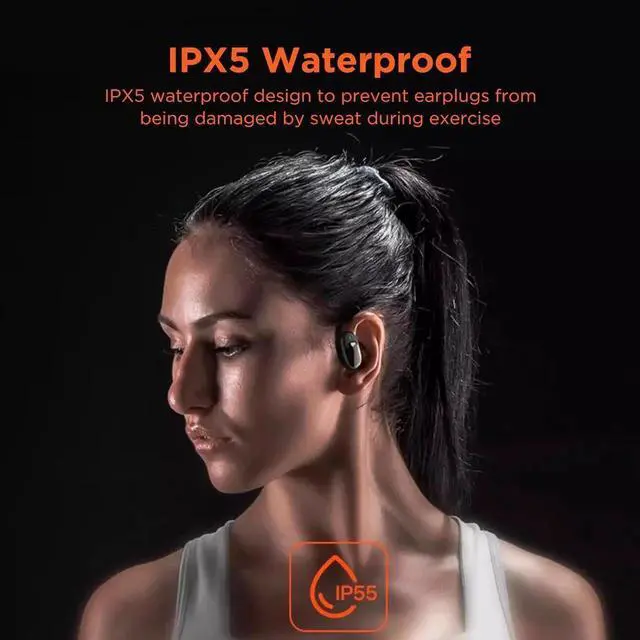 Alt view image 6 of 7 - Bluetooth Headphones, True Wireless Earbuds, 48hrs Playtime Wireless Sports Ear Buds with Mic Waterproof Bluetooth 5.3 Earphones for TV Phone Laptop(Adjustable, Suitable for All Ear Shapes) (Black)