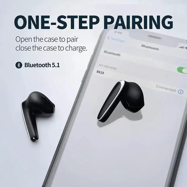 Alt view image 2 of 7 - Ture Wireless Earbuds, Wireless Earphones Bluetooth 5.1 In-Ear Headphones with ENC 4 Mic Noise Canceling, 40H Playtime, Mini Charging Case, Waterproof HiFi Stereo Sport Wireless Headphones