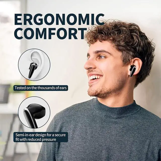 Alt view image 6 of 7 - Ture Wireless Earbuds, Wireless Earphones Bluetooth 5.1 In-Ear Headphones with ENC 4 Mic Noise Canceling, 40H Playtime, Mini Charging Case, Waterproof HiFi Stereo Sport Wireless Headphones