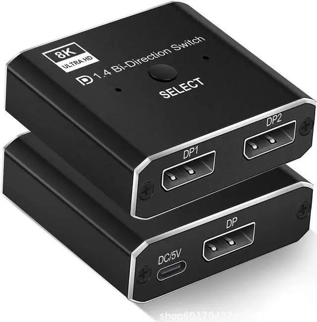 Main image of 8K DisplayPort DP 1.4 Switch, Bi-Direction 1 in 2 Out, 2 in 1 Out Displayport DP Switch, 8K @30Hz 4K @120Hz Displayport Splitter Switcher for Multiple Source and displays