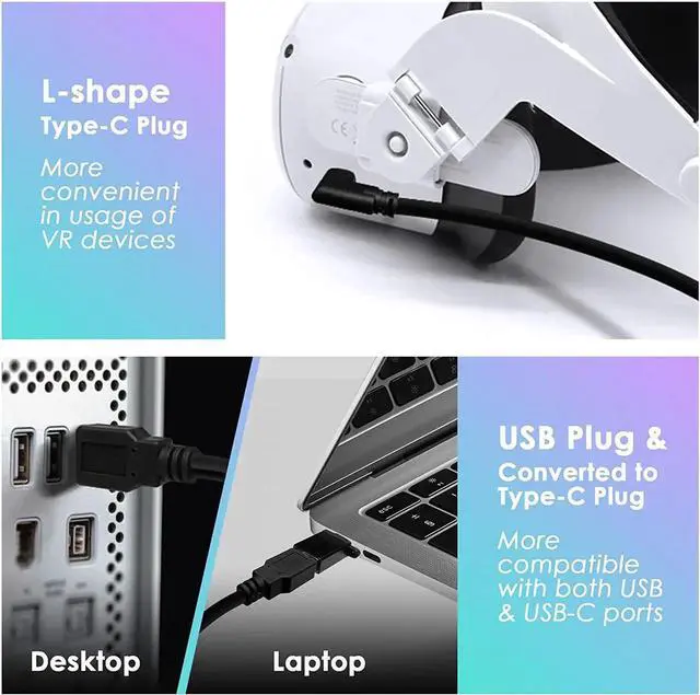 Alt view image 5 of 7 - WISDUM for Oculus Quest 2 Link Cable, 16ft/5M USB 3.0 Type A to Type C Extension Cables (with USB C to USB3.0 Adapter), Fast Charging Cord, High Speed Transfer USBC Cable for VR Gaming PC (Black- 5M)