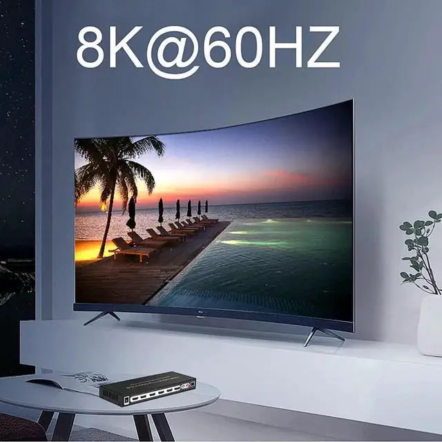 Alt view image 3 of 7 - HDMI2.1 8K HDMI Matrix 4x2, 8K @30Hz 8K@60HZ 4K@60Hz 120Hz HDMI Switch HDR ARC/CEC Switch Splitter 4 in 2 Out Optical SPDIF 5.1CH + RCA Stereo Audio Extractor HDMI Switcher