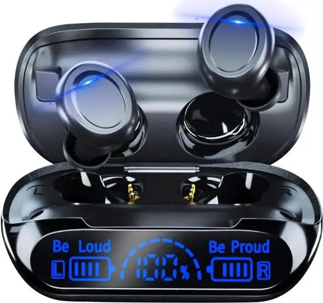 Main image of True Wireless Earbuds Bluetooth 5.3 Headphones,160hrs Playback Button Control IP6 Waterproof Earphones In-Ear Power Display TWS EarBuds with Mic and 1800mAh Charging Case Stereo Bass for Workout Sport