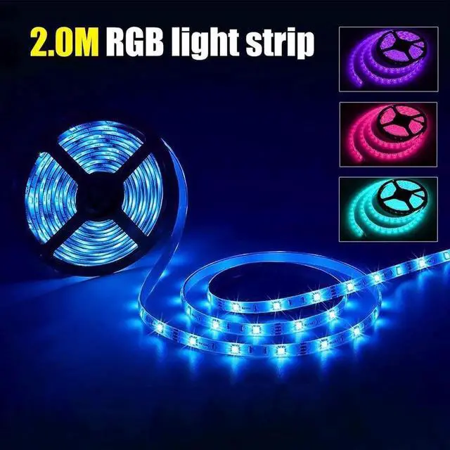 Alt view image 3 of 7 - USB LED Lighting Strip for HDTV - Medium (78in / 2M / 6.56FT) - Multi-Color RGB - USB LED Backlight Strip with Dimmer for Bias Lighting HDTV, Flat Screen TV LCD, Desktop Monitors, Kitchen Cabinets