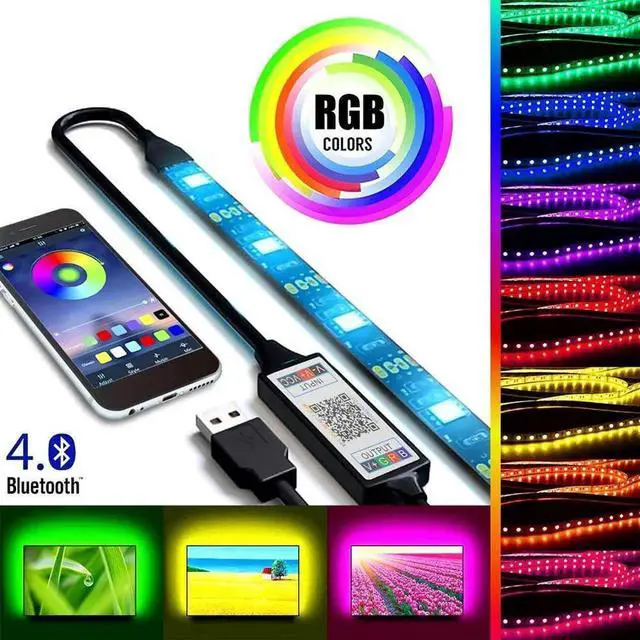 Main image of USB LED Lighting Strip for HDTV - Medium (78in / 2M / 6.56FT) - Multi-Color RGB - USB LED Backlight Strip with Dimmer for Bias Lighting HDTV, Flat Screen TV LCD, Desktop Monitors, Kitchen Cabinets