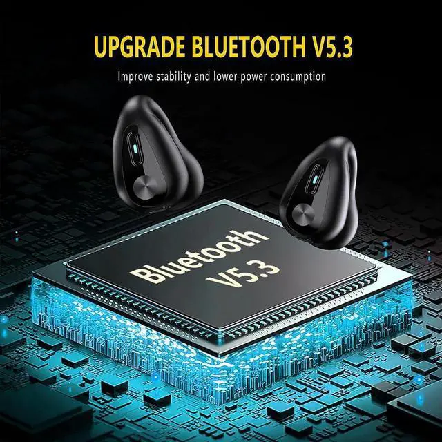 Alt view image 4 of 7 - WISDUM True Wireless Earbuds, Ear Clip Headphones, Bluetooth 5.3 Open Ear Sport Earbuds for Smartphones,Air Conduction Headphones, Wireless Headset for Cycling,Running Workout, Running, Driving