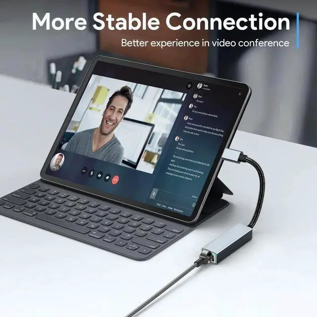Alt view image 6 of 7 - USB C to Ethernet Adapter, Driver Free Gigabit RJ45 to USB C [Thunderbolt 3/4 Compatible] Ethernet LAN Network Adapter, Compatible with Mac-Book Pro 2020/2019/2018, i-Pad Pro, D-ell XPS, Surface..