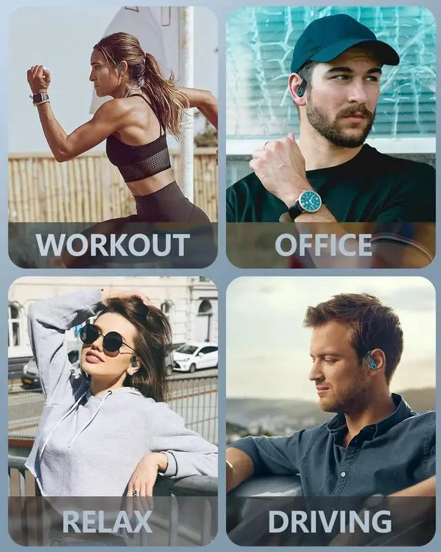 Alt view image 7 of 7 - Wireless Earbuds Bluetooth Headphones 120H Playtime Stereo Ear Buds Bluetooth 5.3 Dual Power Display Sports Headphones with Earhooks IPX7 Waterproof Earbuds with ENC Mic Over-Ear Earphones for Running