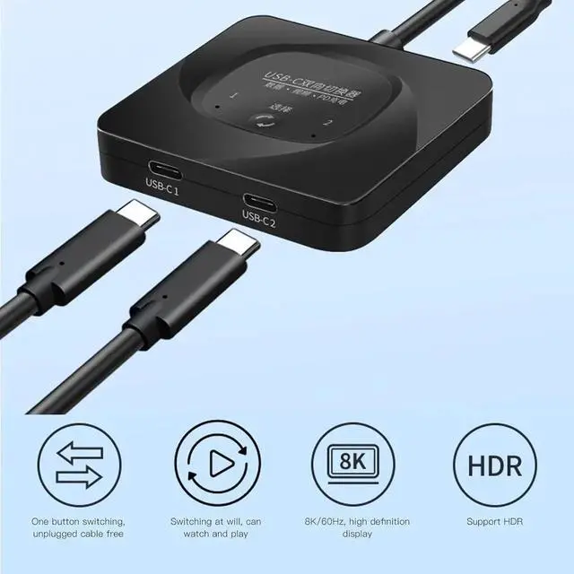 Alt view image 2 of 7 - USB C Switch Selector, [2 In 1 Out / 1 in 2 Out] Bi-Directional USB C Switcher Splitter, 8K@60Hz USB 3.1 Gen2 10Gbps Data Transfer Type C Switch for Computers, Support PD100W with Power Indicator