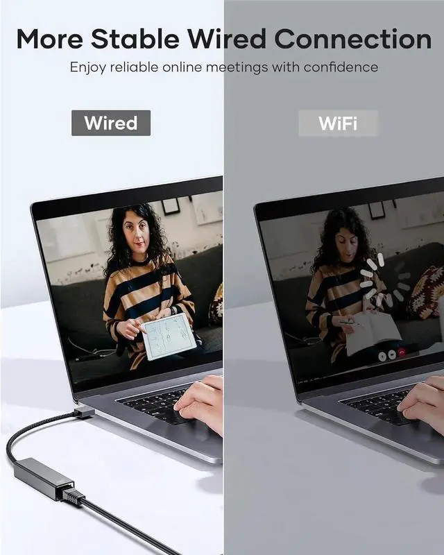 Alt view image 3 of 7 - USB to Ethernet Adapter, USB 3.0 to 10/100/1000 Gigabit Wired LAN Network Adapter, 1000Mbps RJ45 Internet Adapter Compatible with M-ac-Book,Surface,Laptop PC with Windows 11/10/8.1/8/XP, macOS, Linux