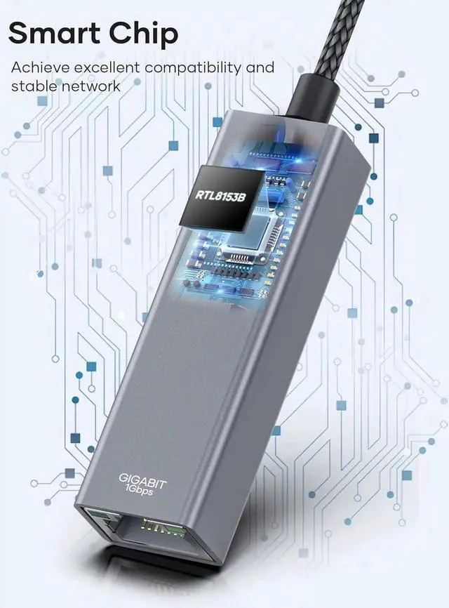 Alt view image 6 of 7 - USB to Ethernet Adapter, USB 3.0 to 10/100/1000 Gigabit Wired LAN Network Adapter, 1000Mbps RJ45 Internet Adapter Compatible with M-ac-Book,Surface,Laptop PC with Windows 11/10/8.1/8/XP, macOS, Linux