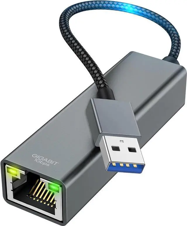 Main image of USB to Ethernet Adapter, USB 3.0 to 10/100/1000 Gigabit Wired LAN Network Adapter, 1000Mbps RJ45 Internet Adapter Compatible with M-ac-Book,Surface,Laptop PC with Windows 11/10/8.1/8/XP, macOS, Linux