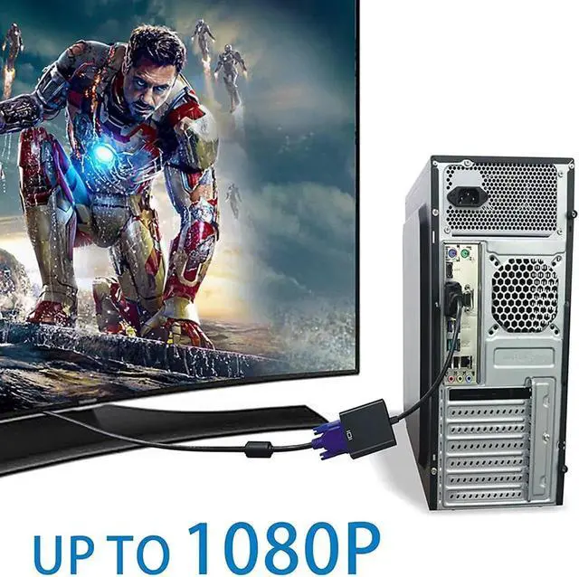 Alt view image 5 of 7 - DVI to VGA Adapter, 1080p Active DVI-D to VGA Adapter Converter 24+1 Male to Female Adapter (Color: Black)