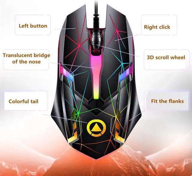 Alt view image 4 of 7 - WISDUM Wired Gaming Mouse, USB Optical Mouse with 3 Buttons, 1200DPI Wired Ergonomic USB Computer Mouse, Desktop Laptop PC Gaming Mouse (Black)