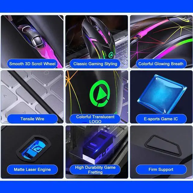 Alt view image 6 of 7 - WISDUM Wired Gaming Mouse, USB Optical Mouse with 3 Buttons, 1200DPI Wired Ergonomic USB Computer Mouse, Desktop Laptop PC Gaming Mouse (Black)