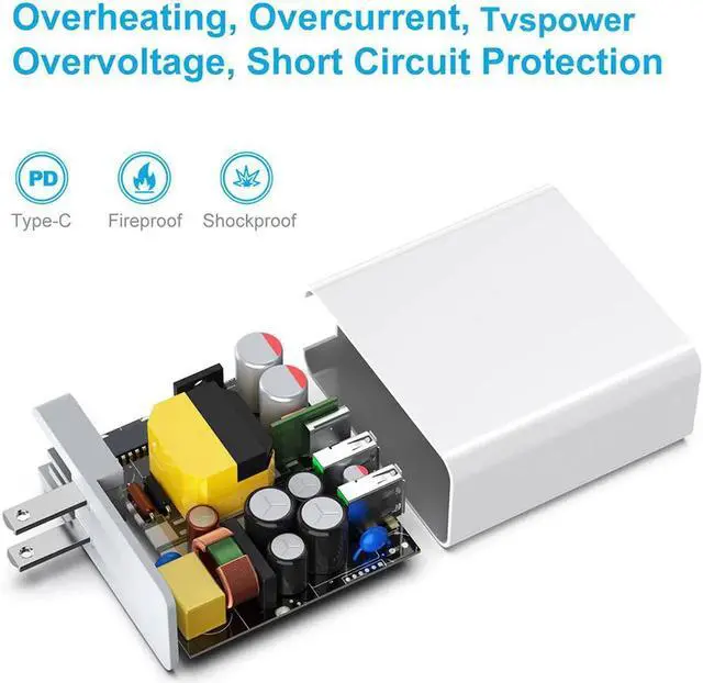 Alt view image 4 of 7 - USB C Charger, 65W PD QC3.0 Charger Fast Charger with Foldable Plug, Ultra-Compact USB C Wall Charger Compatible with iPhone 11 Pro Max, AirPods Pro, Google Pixel 3 XL, LG G5, Huawei, Samsung - White