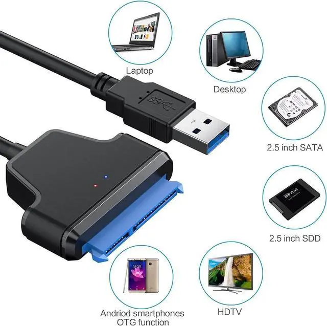 Alt view image 5 of 7 - WISDUM SATA to USB Cable, USB 3.0 to SATA III Hard Driver Adapter, SATA III to USB 3.0 Cable Compatible for 2.5 inch HDD and SSD Support UASP