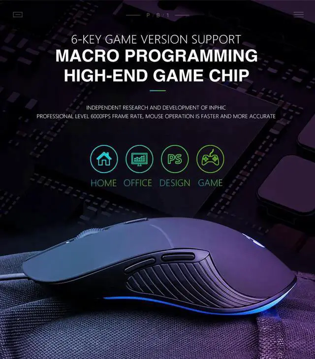 Alt view image 5 of 7 - WISDUM Wired Gaming Mouse 6 Buttons 4000 DPI LED Optical USB Computer Mouse Gamer Mice Gaming Mice For PC laptop