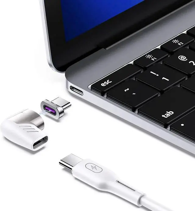 Main image of WISDUM USB C Magnetic Adapter, 100w Right Angle Male to Female USB-C Connector PD Charger Cable Extender Mag Fast Safe Charging 480Mbps/s Data Transfer for Laptops Tablet Phone Magnet Plug Extension