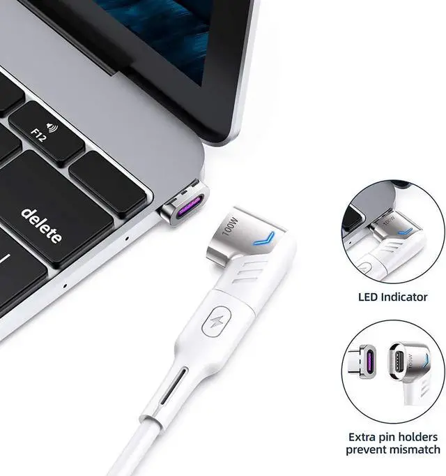 Alt view image 4 of 7 - WISDUM USB C Magnetic Adapter, 100w Right Angle Male to Female USB-C Connector PD Charger Cable Extender Mag Fast Safe Charging 480Mbps/s Data Transfer for Laptops Tablet Phone Magnet Plug Extension