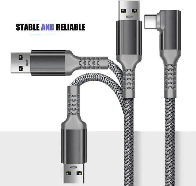 Alt view image 7 of 7 - WISDUM for Oculus Quest 2 Link Cable 16ft/5M, Nylon Braided 90 Degree Angle USB-A to USB-C cable with 5Gbps Data Transfer and 60W Fast Charging for Meta/Oculus Quest 2 and Quest VR headset and More