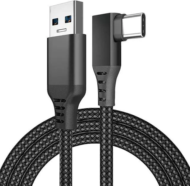 Main image of for Oculus Quest 2 Link Cable 20ft/6M, Nylon Braided 90 Degree Angle USB-A to USB-C cable with 5Gbps Data Transfer and 60W Fast Charging for Meta/Oculus Quest 2 and Quest VR headset and More (Black)