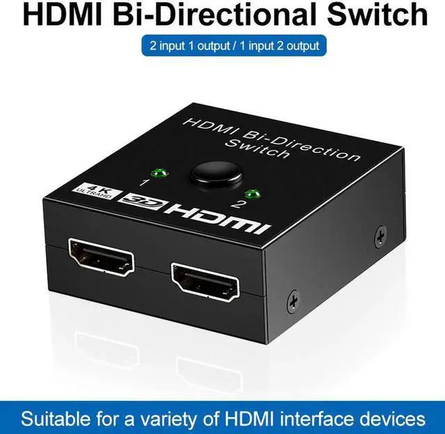 Alt view image 3 of 7 - 4K HDMI Switch 2 Ports Bi-directional 1x2 / 2x1 HDMI Switcher Splitter Supports Ultra HD 4K 1080P 3D HDR HDCP for PS4 Xbox HDTV