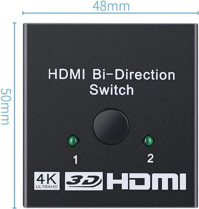 Alt view image 7 of 7 - 4K HDMI Switch 2 Ports Bi-directional 1x2 / 2x1 HDMI Switcher Splitter Supports Ultra HD 4K 1080P 3D HDR HDCP for PS4 Xbox HDTV