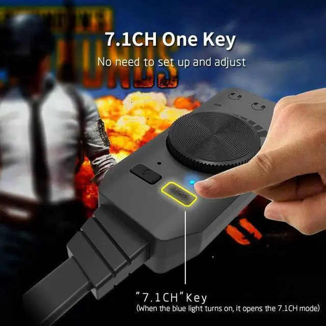 Alt view image 3 of 7 - External Sound Card Virtual 7.1CH USB Sound Card Volume Adjustable 3-Port Output for Gaming Headset Earphone PS4 Laptop Desktop Windows Mac OS Linux, Plug Play