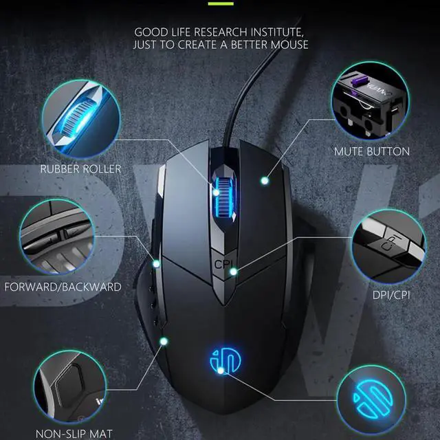 Alt view image 2 of 7 - WISDUM Wired Gaming Mouse, 6 Button Ergonomic Wired USB Computer Mouse Gamer Mice Silent Mause 4000DPI Optical Mouse for PC Laptop Computer