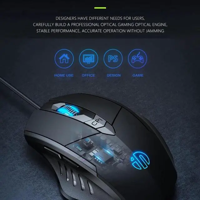 Alt view image 4 of 7 - WISDUM Wired Gaming Mouse, 6 Button Ergonomic Wired USB Computer Mouse Gamer Mice Silent Mause 4000DPI Optical Mouse for PC Laptop Computer