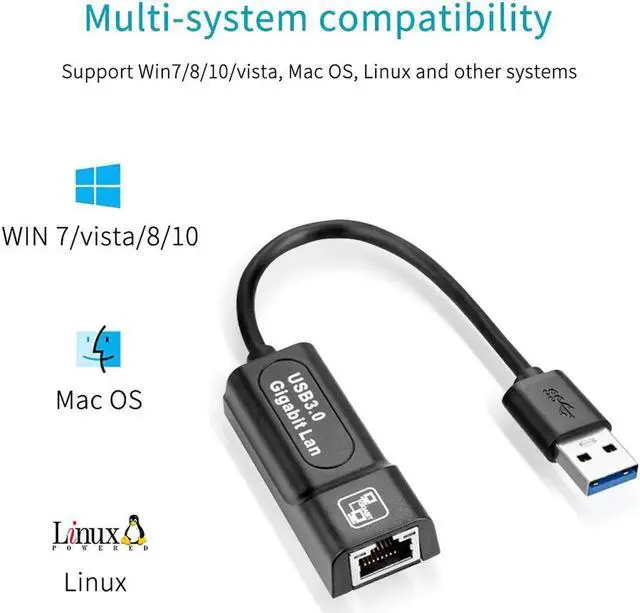 Alt view image 3 of 7 - WISDUM USB 3.0 Ethernet RJ45 Network Card Wired USB 3.0 To Gigabit LAN (10/100/1000) Mbps Network Adapter For PC Laptop Macbook Windows 10 Laptop