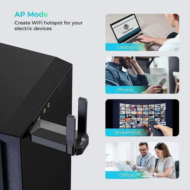 Alt view image 3 of 7 - USB WiFi 6 WiFi Adapter, AX1800 USB 3.0 Dual Band (5G & 2.4G) WiFi Dongle USB Wireless Adapter with 1800Mbps, 802.11AC Wireless Network Dongle High Gain Antennas for Win 10/11 Only