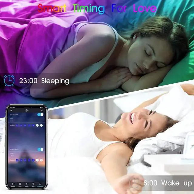 Alt view image 6 of 7 - 50ft LED Strip Lights, 50ft/15M Flexible Led Light Strip Color Changing 5050 RGB Led Strip with Bluetooth Remote App Controller,LED Rope Lights Strip Sync to Music for Home TV Party Bedroom Kitchen