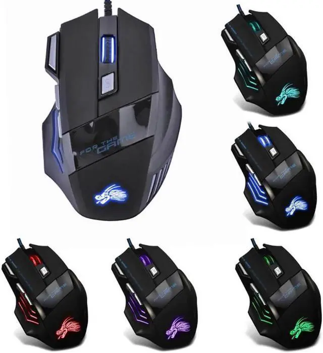 Alt view image 2 of 7 - Wired Gaming Mouse 5500DPI Adjustable 7 Buttons Cable USB LED Optical Gamer Mouse For PC Computer Laptop Mice (Color: Black)