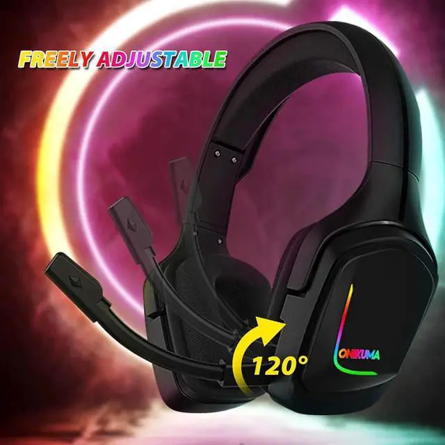 Alt view image 6 of 7 - WISDUM Gaming Headset, Gaming Headphones with 7.1 Surround Sound Noise Isolation PC Headset with Mic & RGB LED Light, Soft Memory Earmuffs Compatible with PC/MAC Games