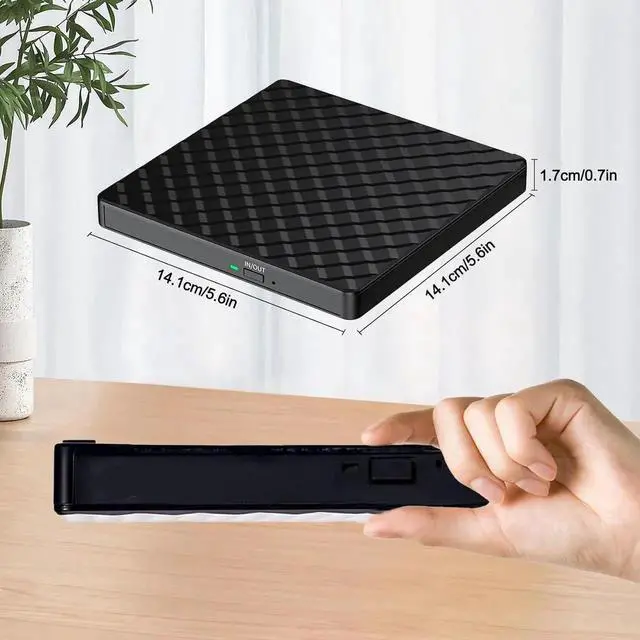 Alt view image 3 of 7 - External CD DVD Drive, USB 3.0 and Type-C Portable CD/DVD +/-RW Drive Reader, Optical CD Burner Rewriter Slim DVD Player External Disk Drive for Laptop, Desktop, Mac, Mac OS, Windows, Linux (Black)