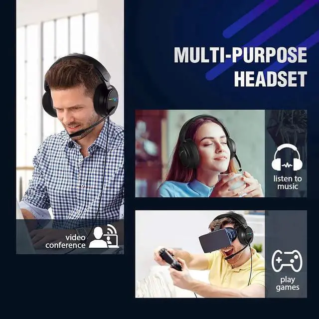 Alt view image 3 of 7 - Xbox one Headset, PS4 Headset, Gaming Headphones, 3.5mm Surround Stereo Gaming Headsets with Mic Soft Memory Earmuffs for PC, Laptop, Video Game with Flexible Microphone Volume Control